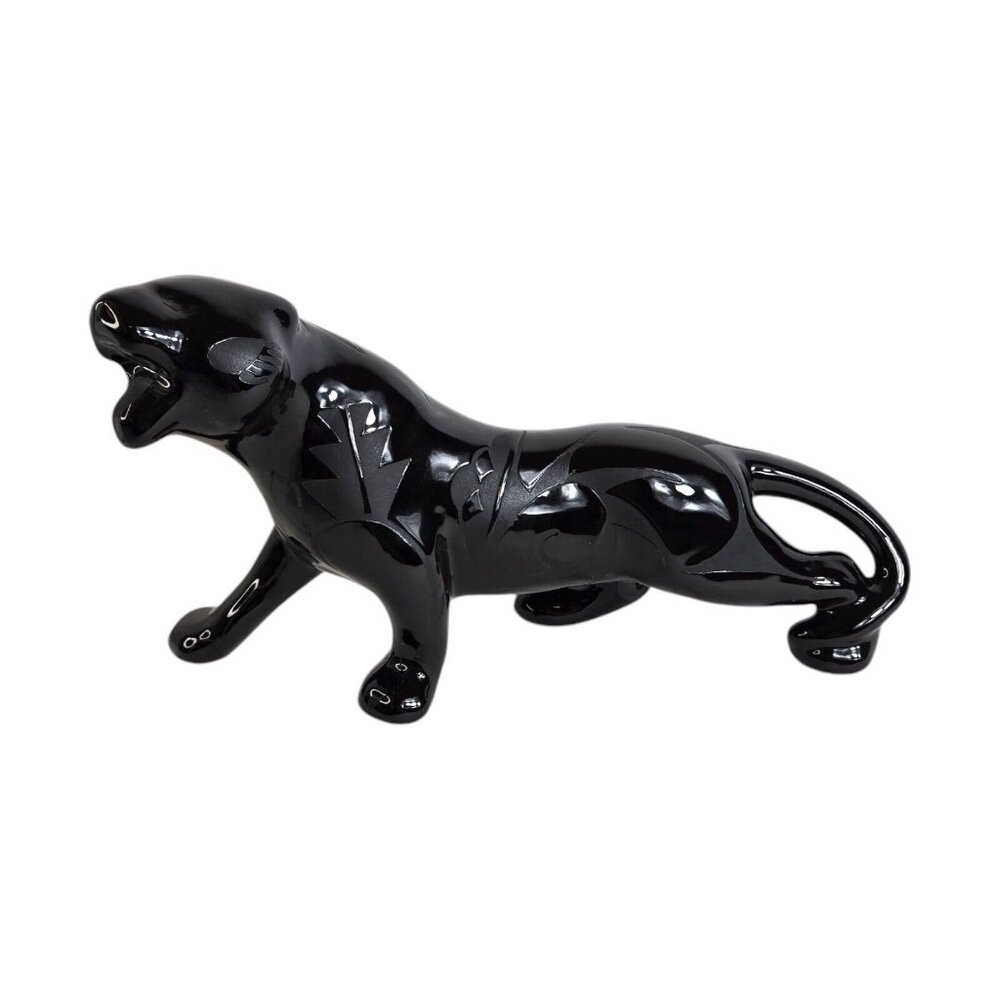Native American Large Panther Black Signed‎ Ben Saxon Sculpture Figure 11" rare